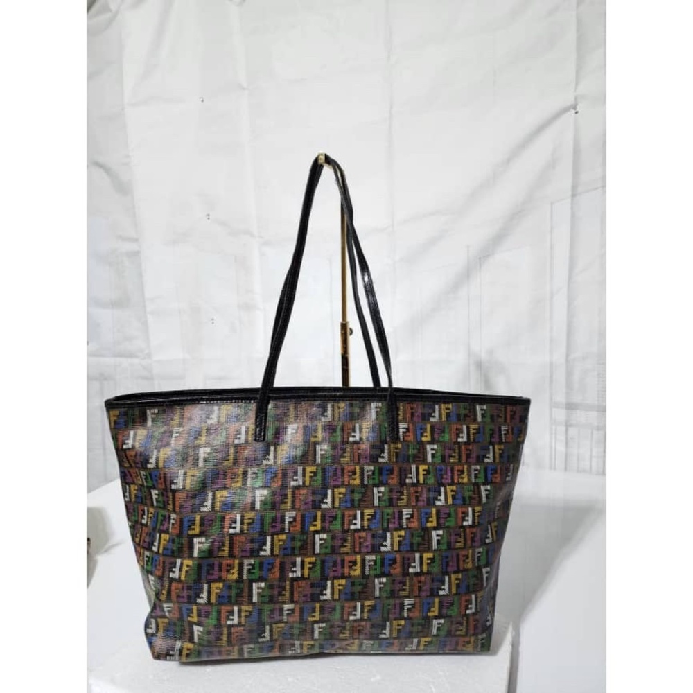 Authentic Fendi Multicolored Zucca Coated Canvas Large Roll Tote Bag - Picture 6 of 15